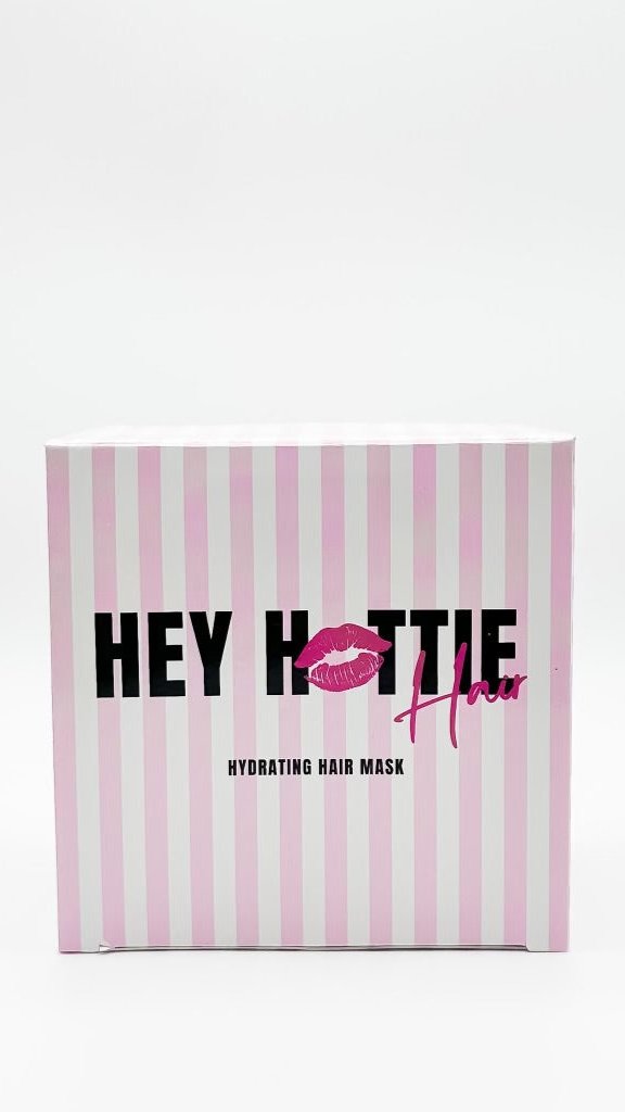 Hey Hottie Hydrating Hair Mask jar with peach-scented formula