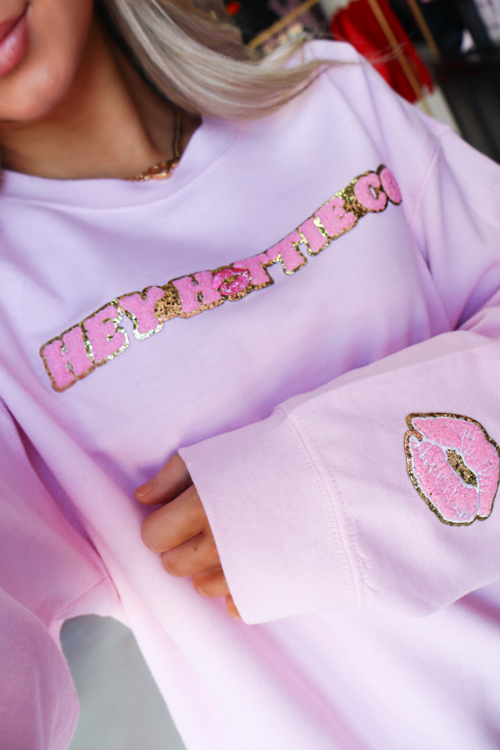 Pink Chenille Patch Hey Hottie Crew