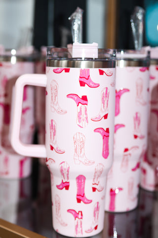 Pink Cowboy Boot Tumbler