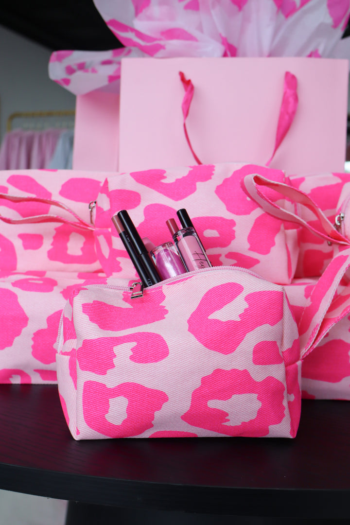 Pink Leopard Cosmetic Bag