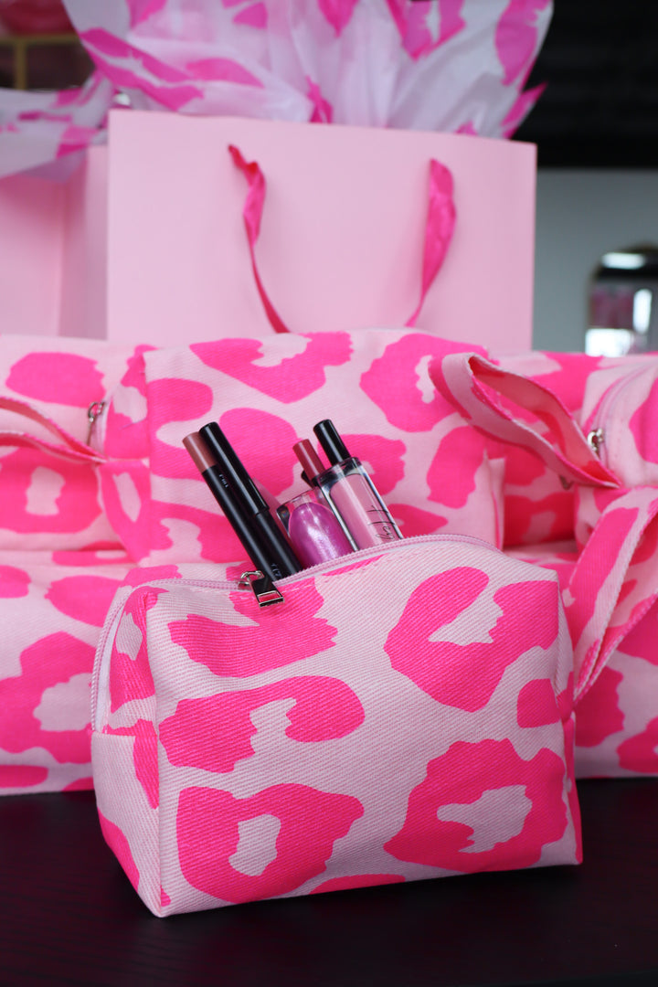 Pink Leopard Cosmetic Bag